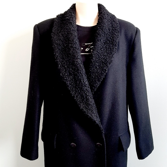 🅱️🅾️G🅾️ Le Chateau long black wool coat - Picture 3 of 7